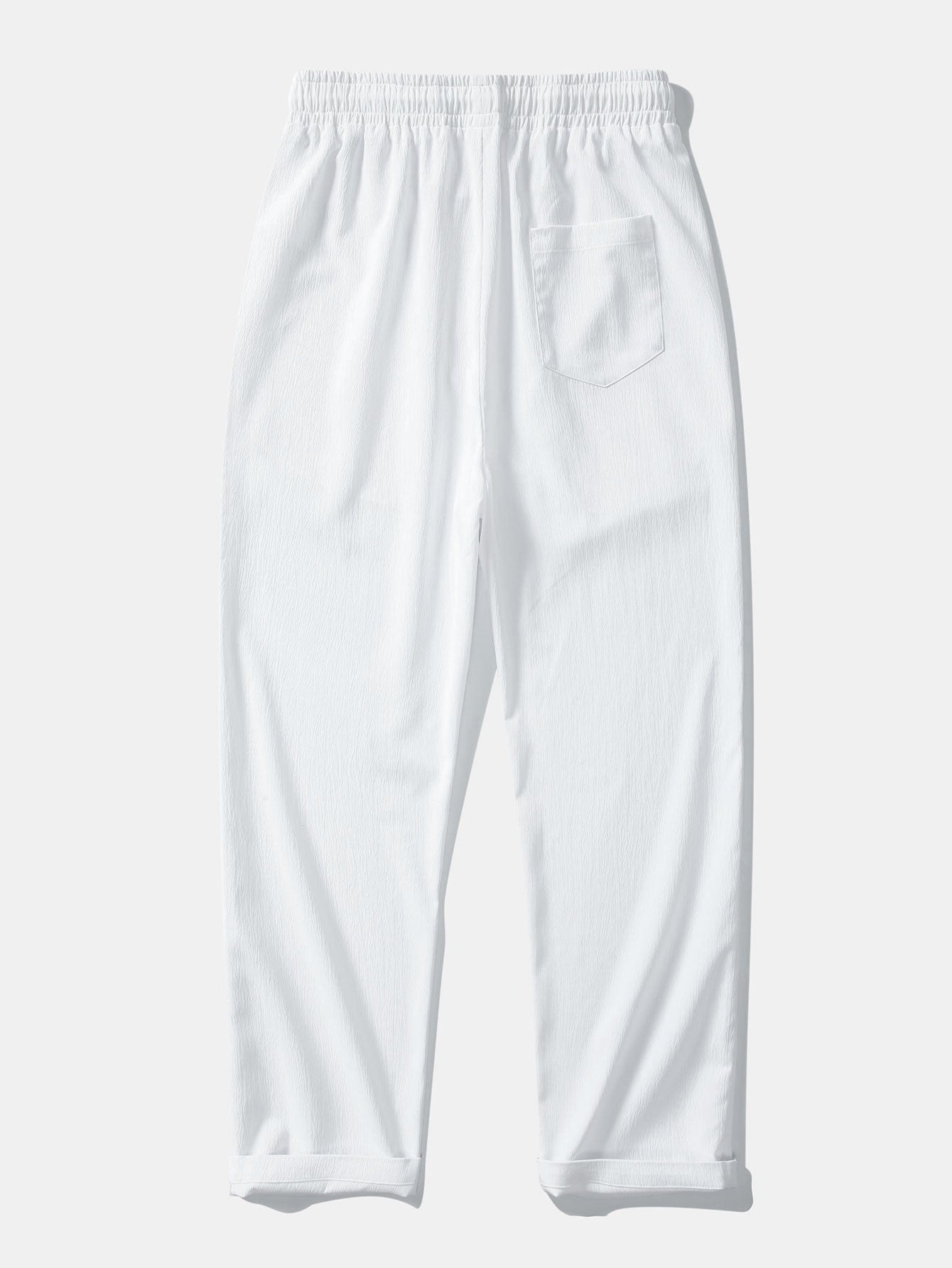 Crochet V Neck Polo Shirt & Crinkle Textured Straight Leg Pants