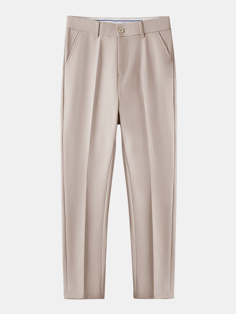 Contrast Trim Ribbed Knit Shirt & Slim Fit Tapered Trousers